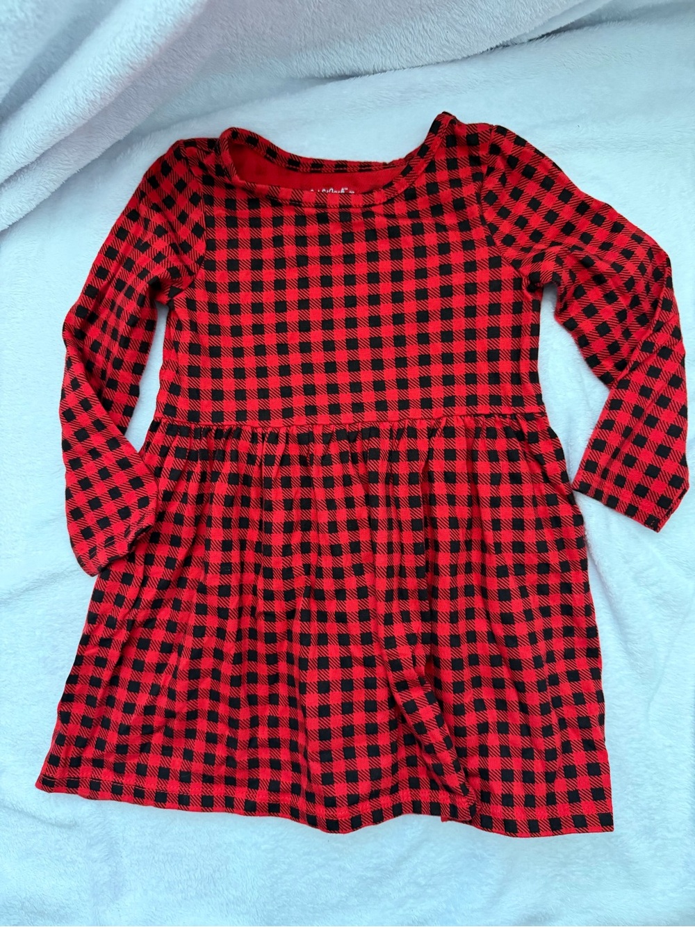 Cat & Jack Red and Black Buffalo Plaid Long Sleeve Dress